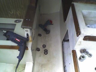 Starboard Keel bolts in companionway